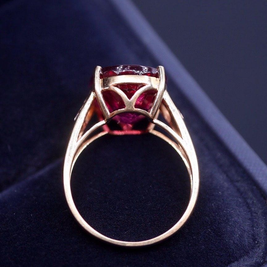 14k Gold 7.63 Ct Natural Tourmaline & Diamond Ring - 5