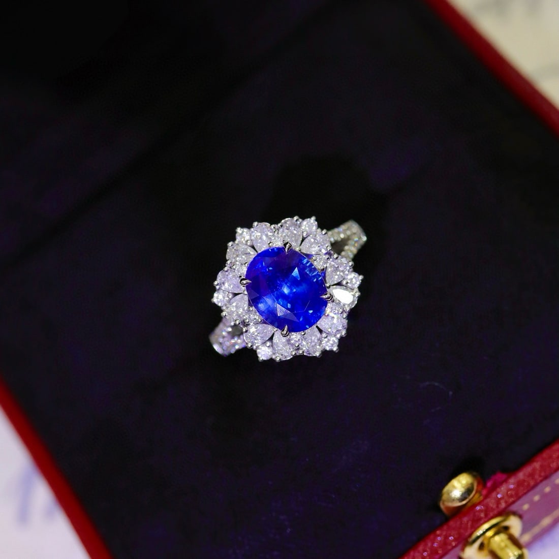 14k Gold 3.43 Ctw Natural Sapphire & Diamond Ring - 7