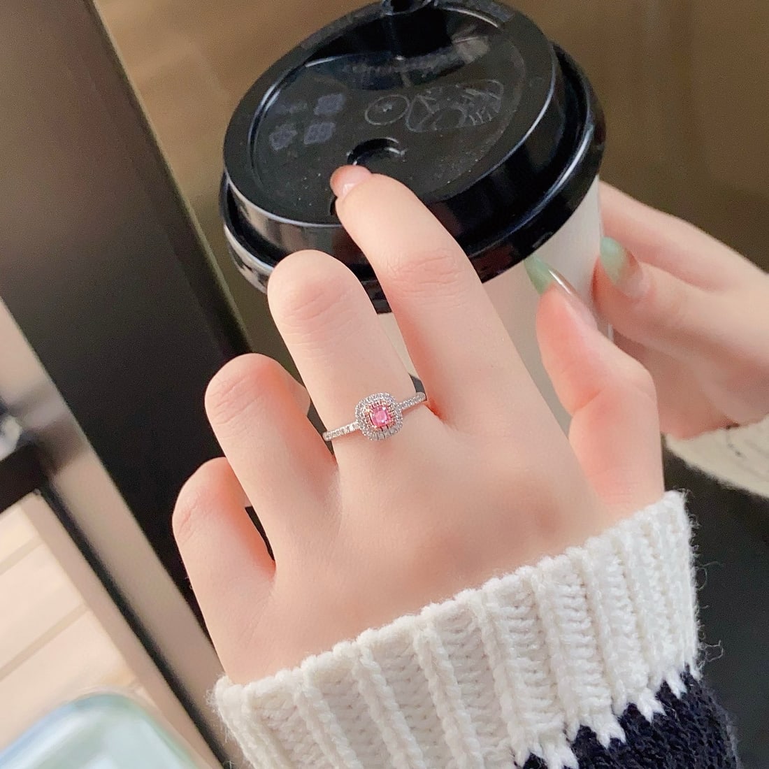 14k Gold 0.44 Ctw Natural Pink Diamond & Diamond Ring - 3