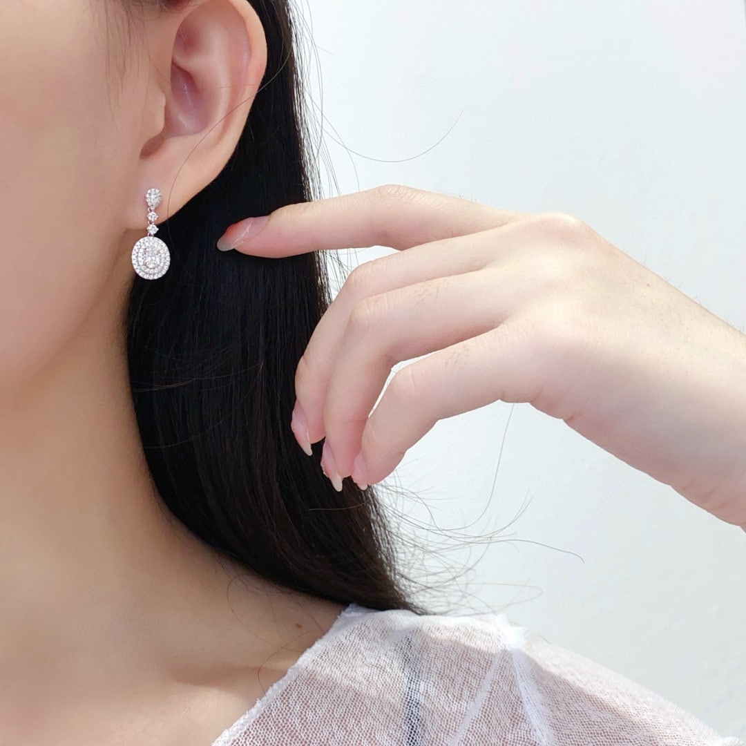 Gia Certified 14k Gold 1.14 Ctw Natural E Si1 Oval Diamond Earrings - 3