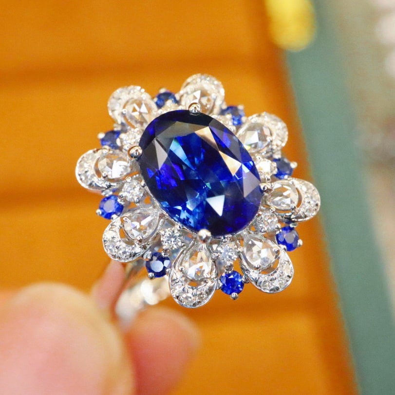 14k Gold 2.89 Ctw Natural Sapphire & Diamond Ring - 3