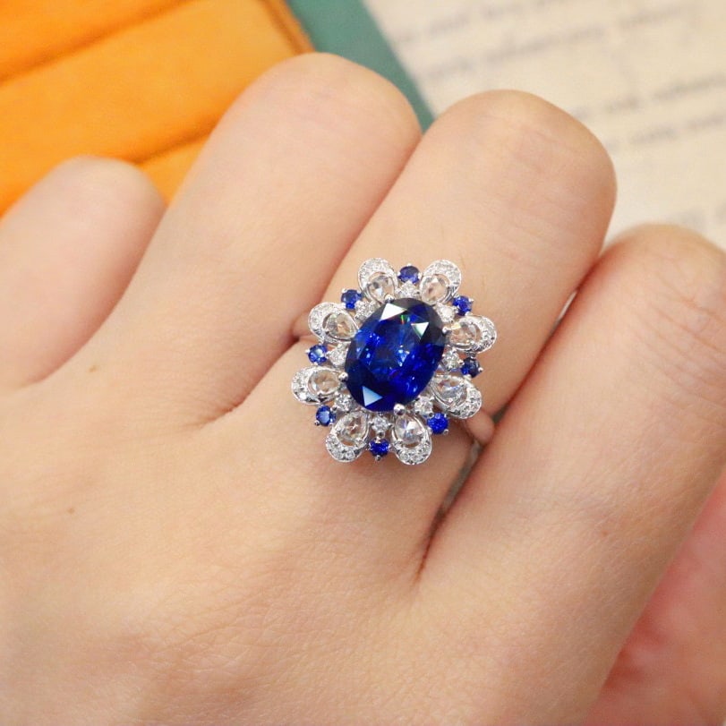 14k Gold 2.89 Ctw Natural Sapphire & Diamond Ring - 5