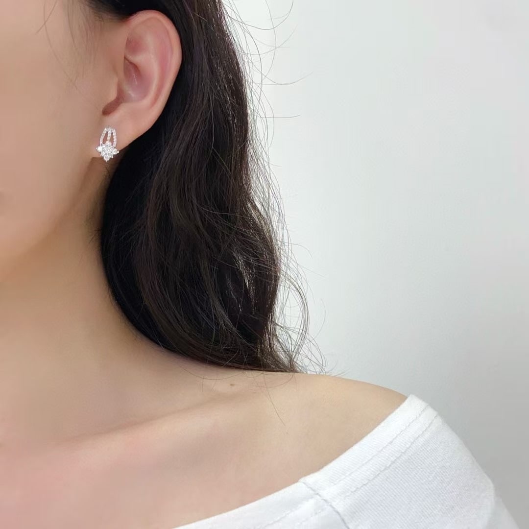 14k Gold 0.8 Ct Natural H Diamond Earrings - 2