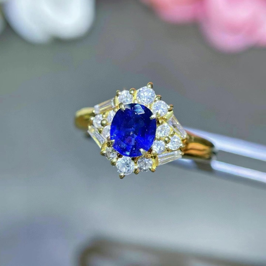 14k Gold 1.29 Ctw Natural Sapphire & Diamond Ring - 2