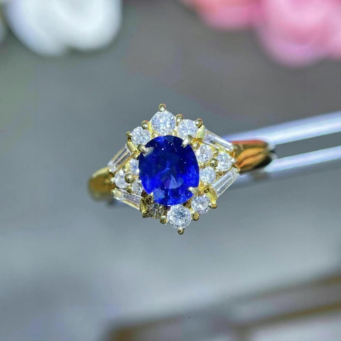 14k Gold 1.29 Ctw Natural Sapphire & Diamond Ring - 3