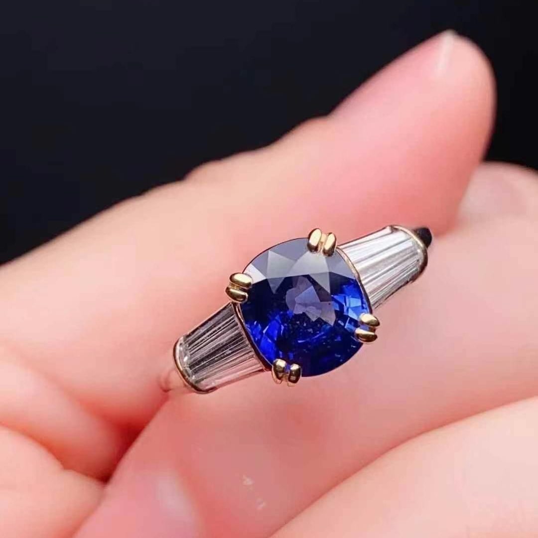 14k Gold 2.90 Ctw Natural Sapphire & Diamond Ring - 3