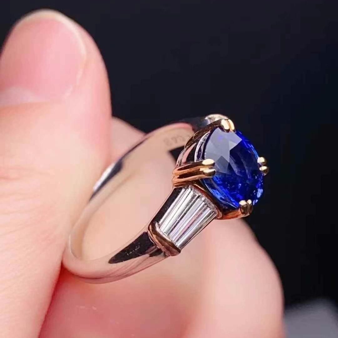 14k Gold 2.90 Ctw Natural Sapphire & Diamond Ring - 4