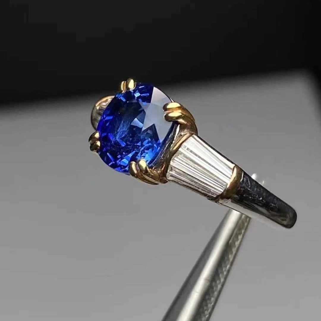 14k Gold 2.90 Ctw Natural Sapphire & Diamond Ring - 5