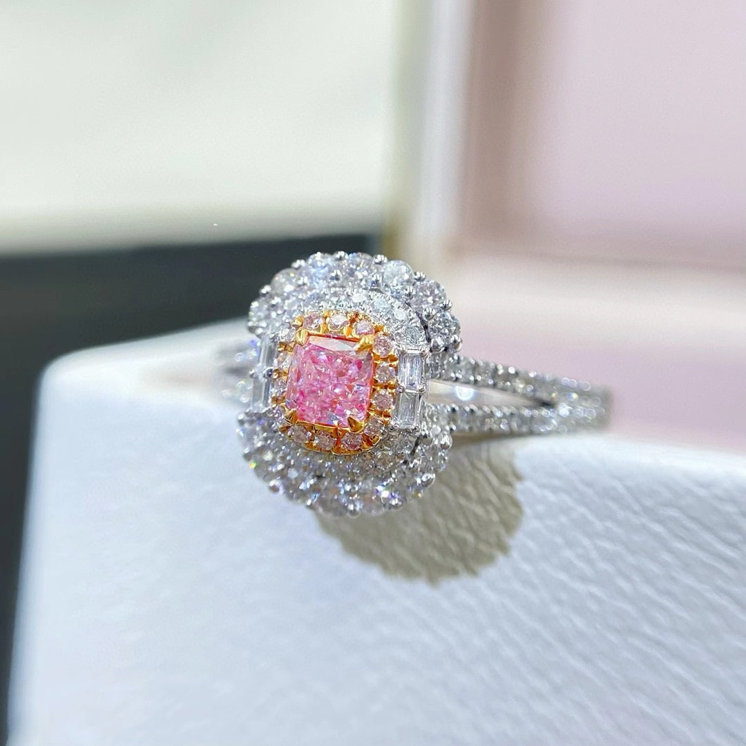 14k Gold 0.65 Ctw Natural Pink Diamond & Diamond Ring - 2
