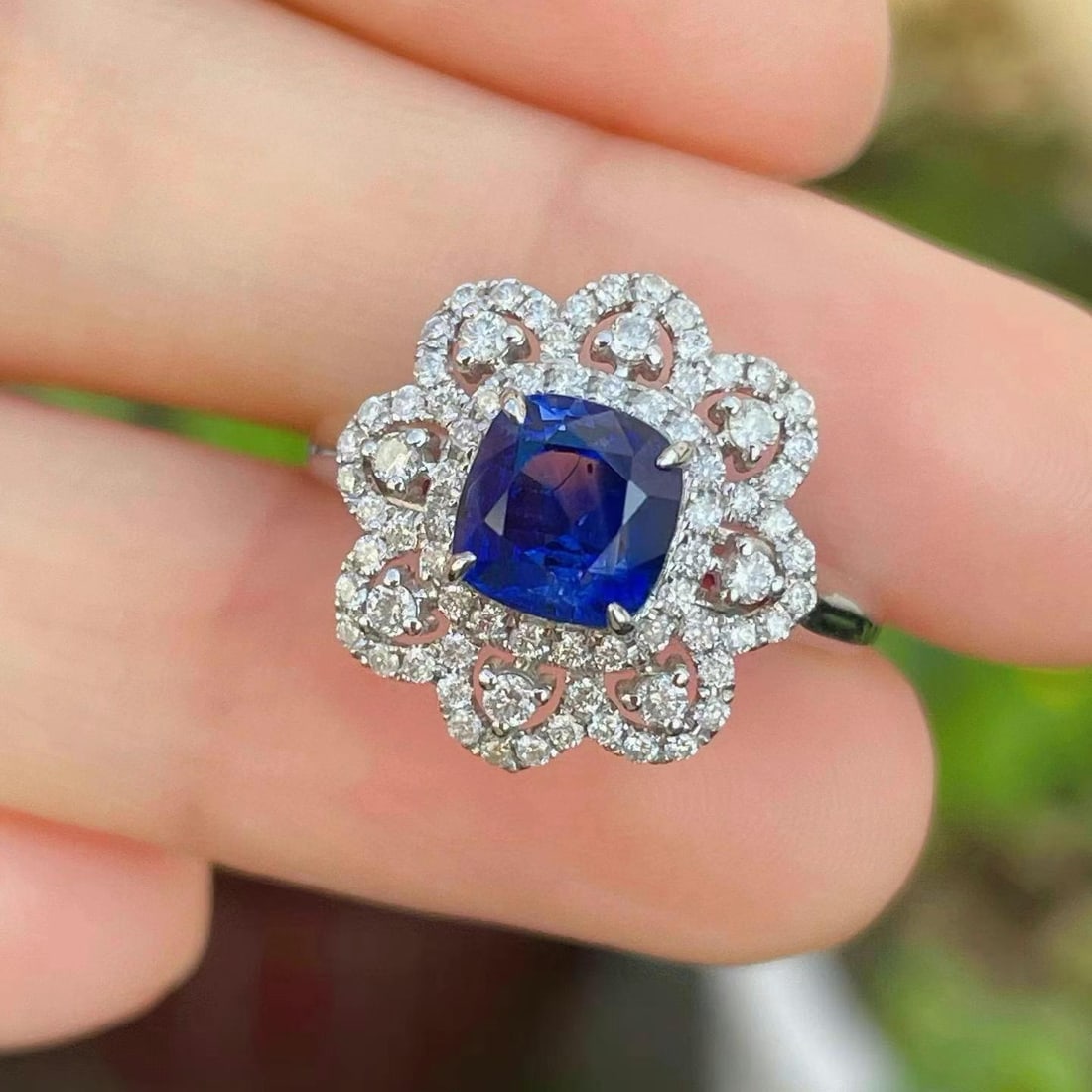 14k Gold 1.94 Ctw Natural Sapphire & Diamond Ring - 3