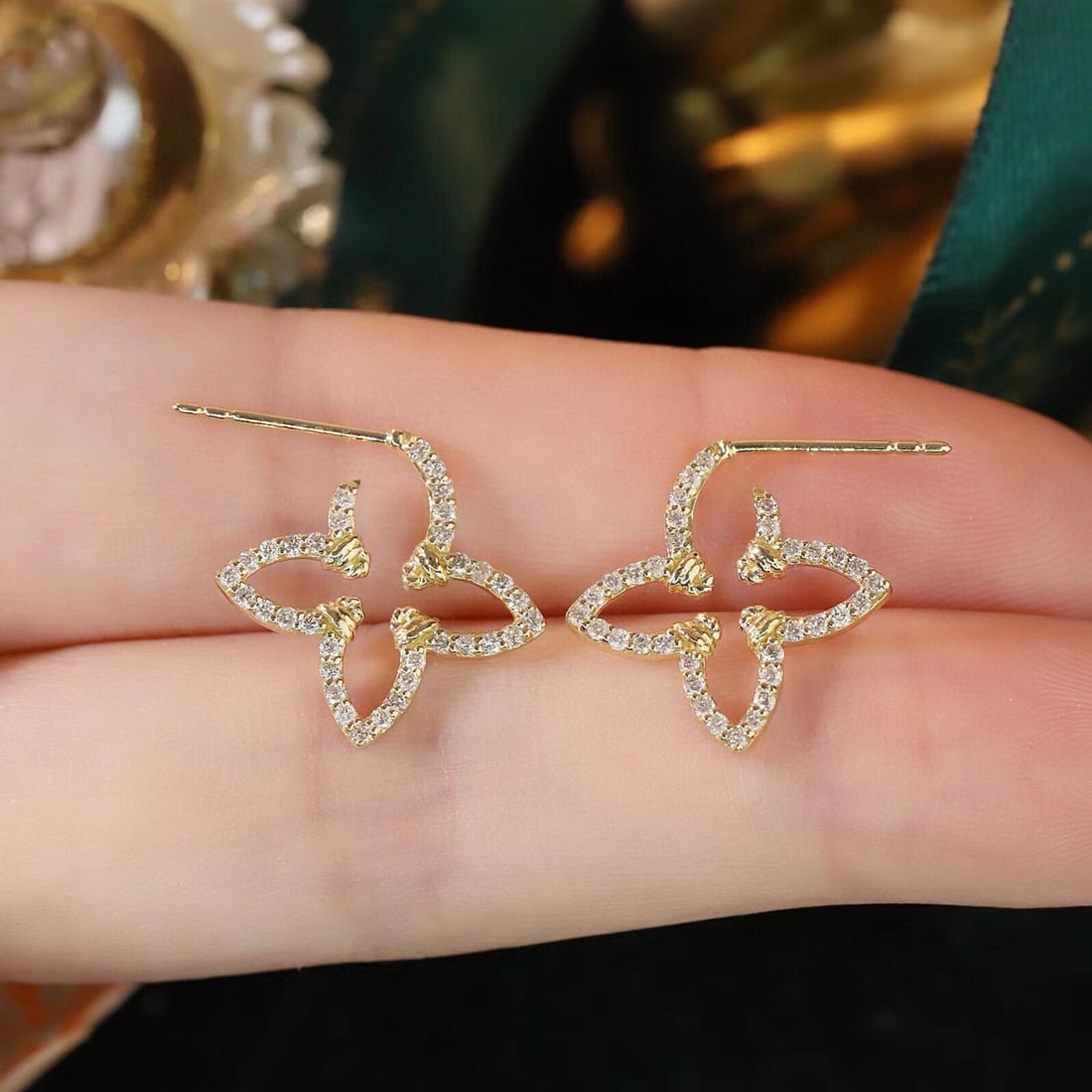 14k Gold 0.4 Ct Natural H Diamond Earrings - 3