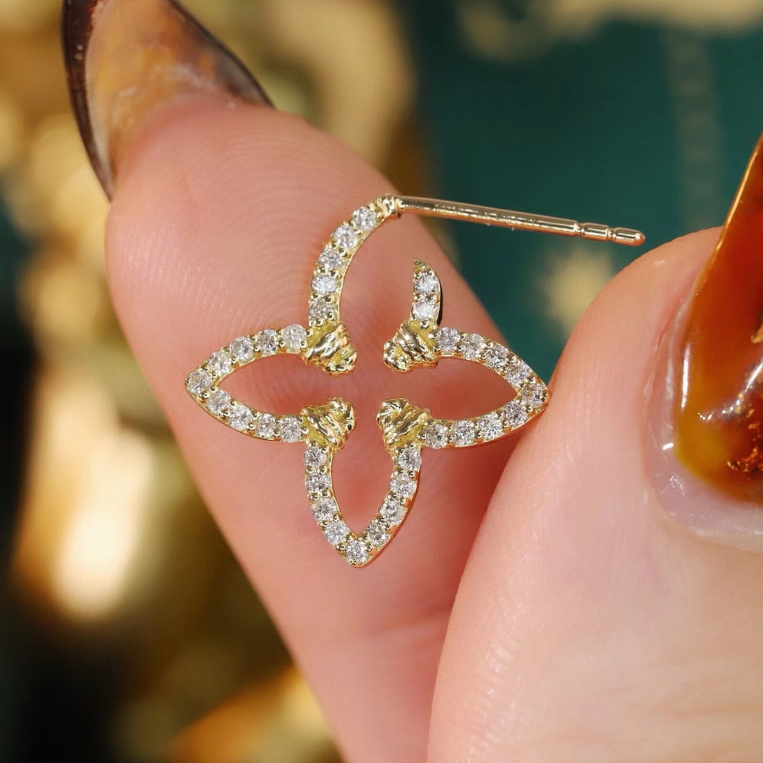 14k Gold 0.4 Ct Natural H Diamond Earrings - 5