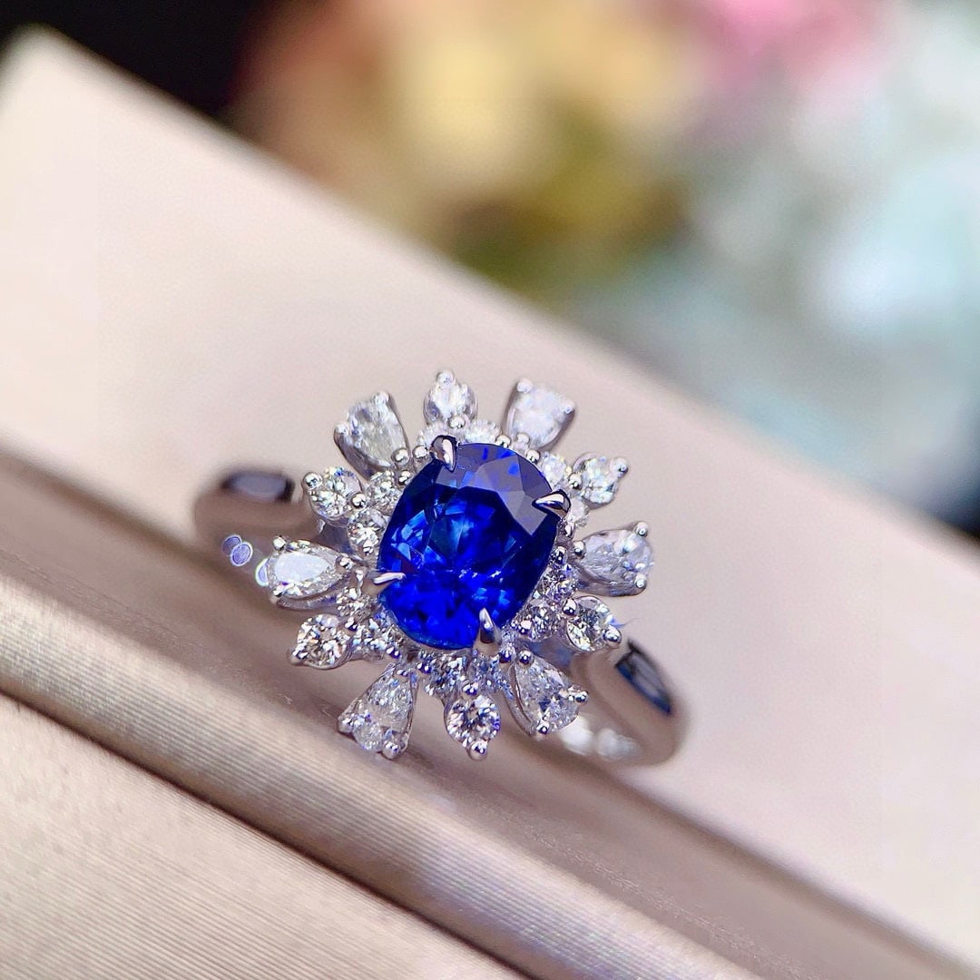 14k Gold 2.17 Ctw Natural Sapphire & Diamond Ring - 2