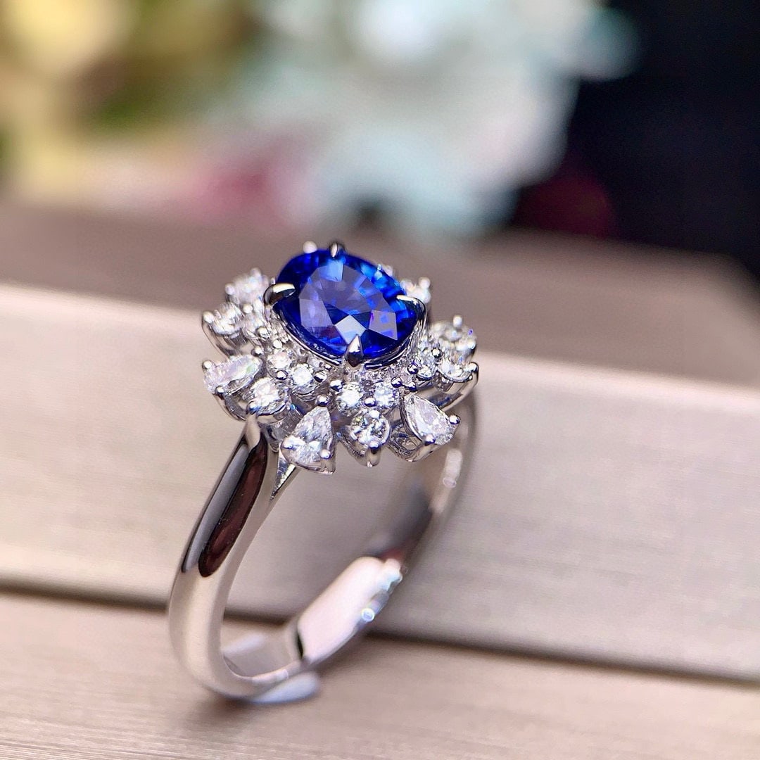 14k Gold 2.17 Ctw Natural Sapphire & Diamond Ring - 4