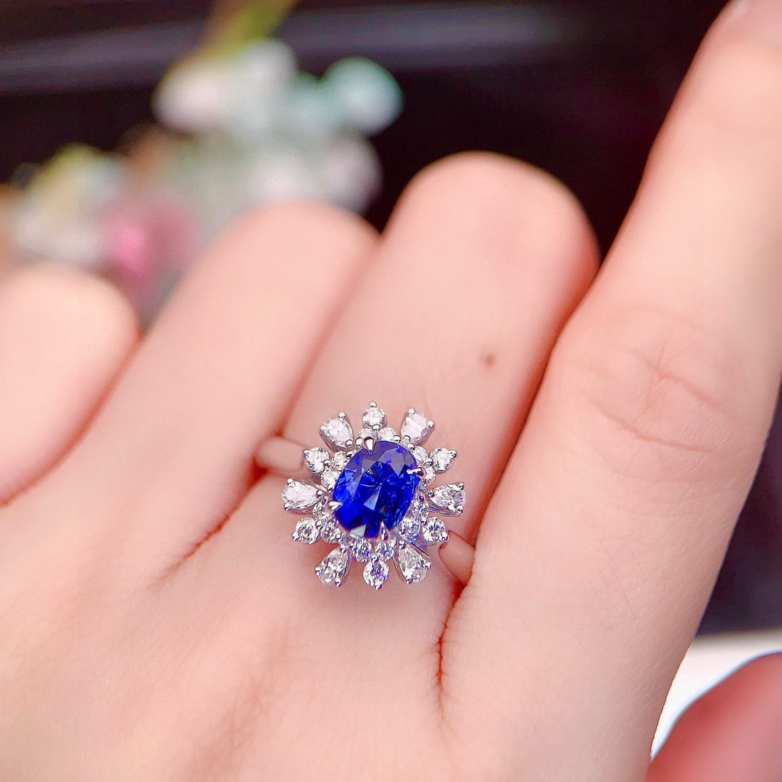 14k Gold 2.17 Ctw Natural Sapphire & Diamond Ring - 6