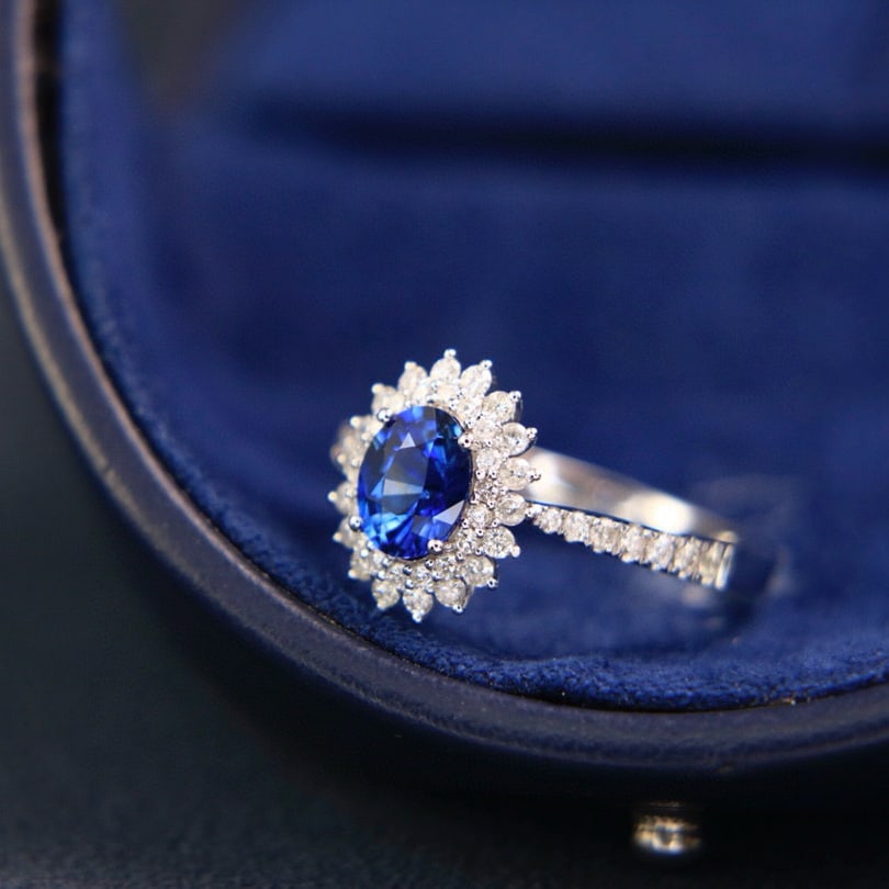 14k Gold 1.41 Ctw Natural Sapphire & Diamond Ring - 2