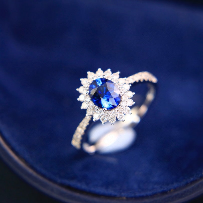 14k Gold 1.41 Ctw Natural Sapphire & Diamond Ring - 3