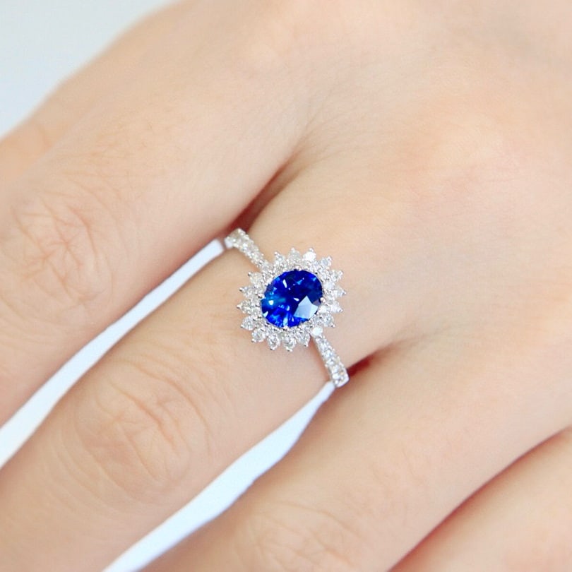 14k Gold 1.41 Ctw Natural Sapphire & Diamond Ring - 5