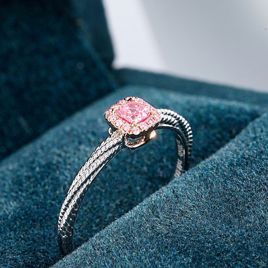 14k Gold 0.20 Ctw Natural Pink Diamond & Diamond Ring - 2