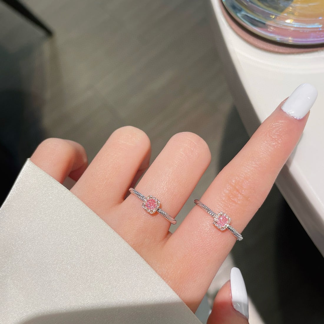 14k Gold 0.20 Ctw Natural Pink Diamond & Diamond Ring - 4