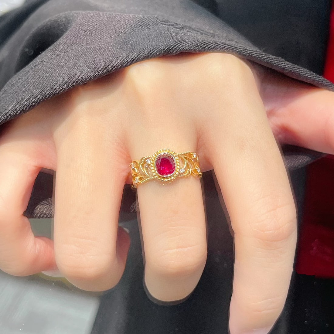 14k Gold 1.06 Ctw Natural Ruby & Diamond Ring - 4