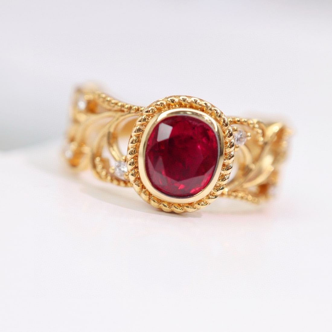 14k Gold 1.06 Ctw Natural Ruby & Diamond Ring - 5