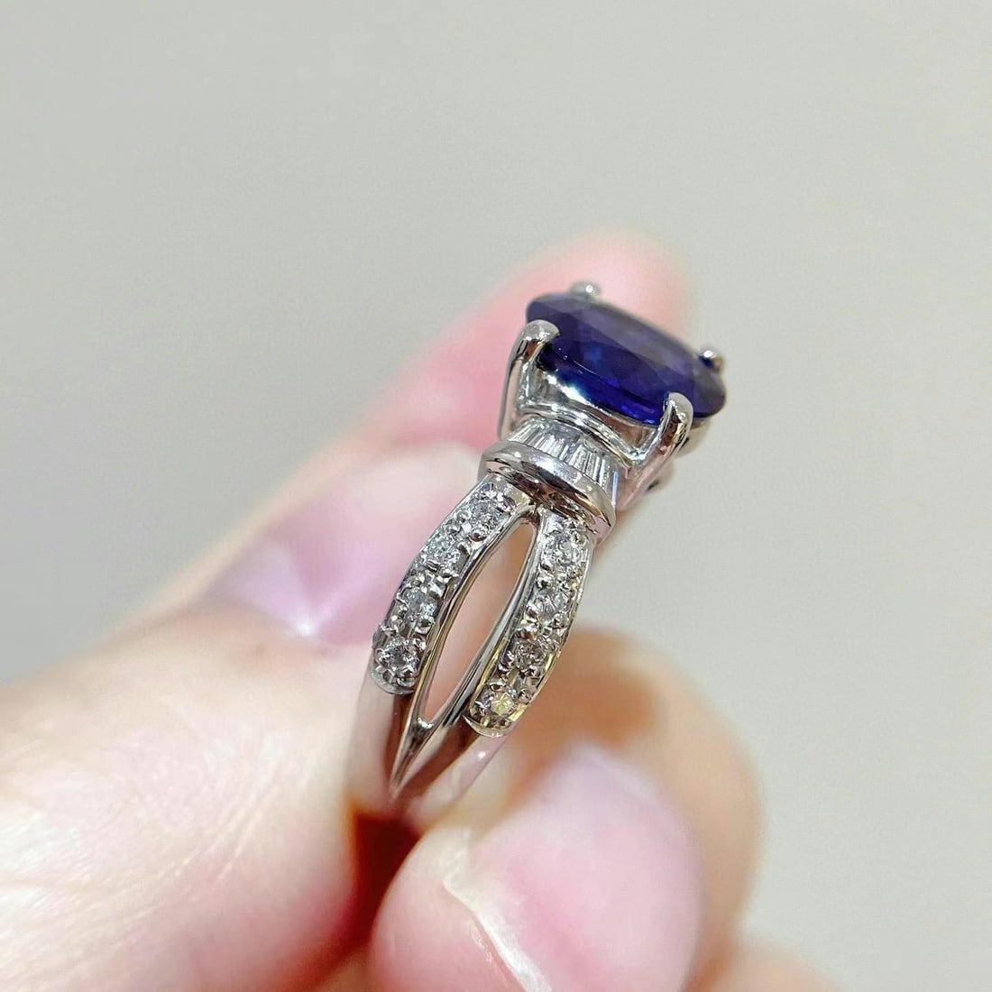14k Gold 1.76 Ctw Natural Sapphire & Diamond Ring - 4