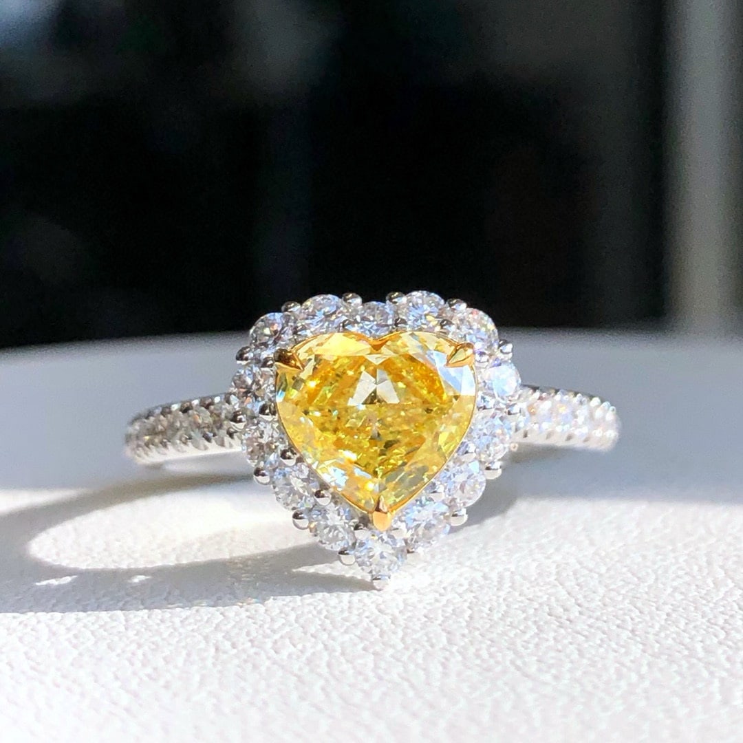 14k Gold 1.50 Ctw Natural Yellow Diamond & Diamond Ring (1 of 7)
