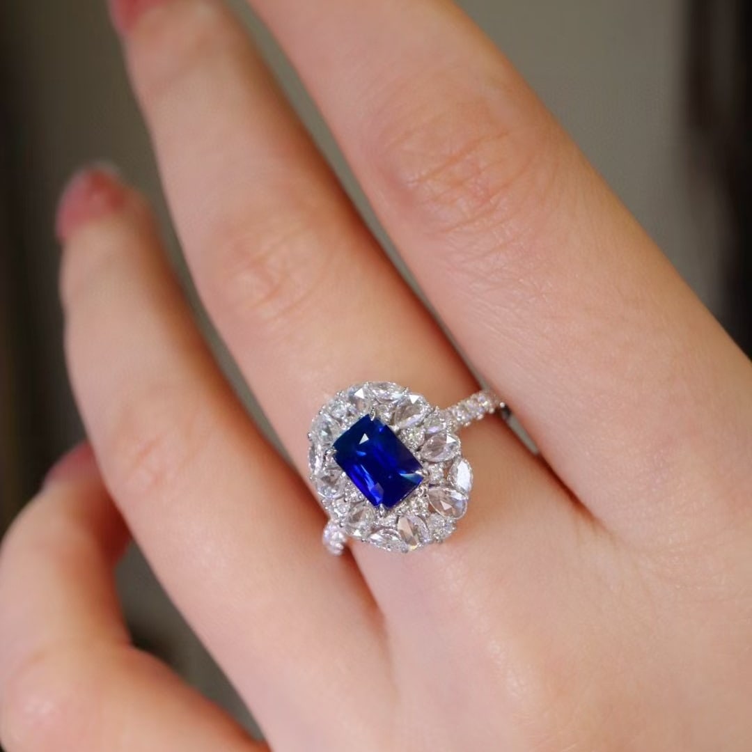 14k Gold 1.96 Ctw Natural Sapphire & Diamond Ring - 4