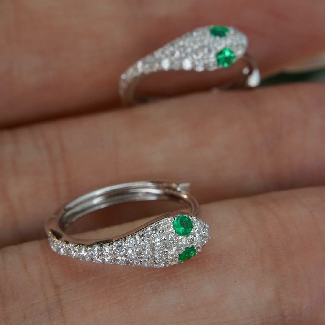 14k Gold 0.44 Ctw Natural Emerald & Diamond Earrings - 6