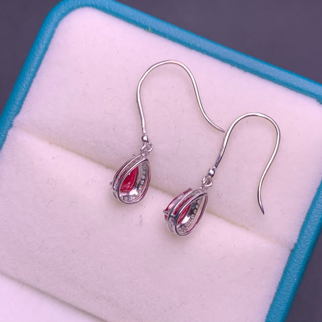 14k Gold 0.96 Ct Natural Ruby & Diamond Earrings - 7