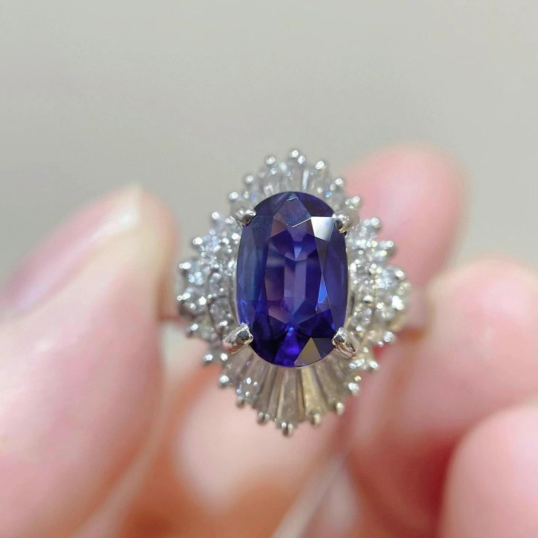 14k Gold 2.95 Ctw Natural Sapphire & Diamond Ring (1 of 7)