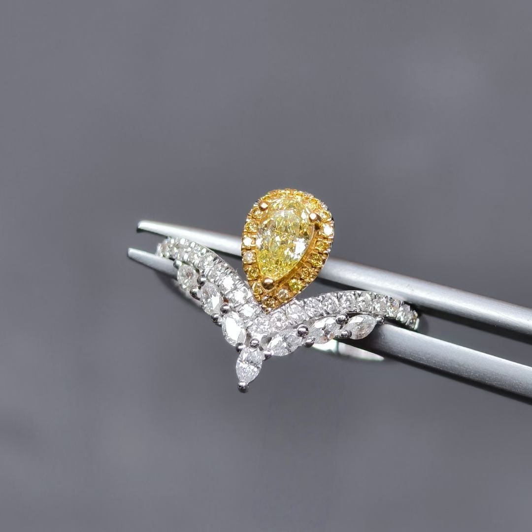 14k Gold 0.71 Ctw Natural Yellow Diamond & Diamond Ring - 3
