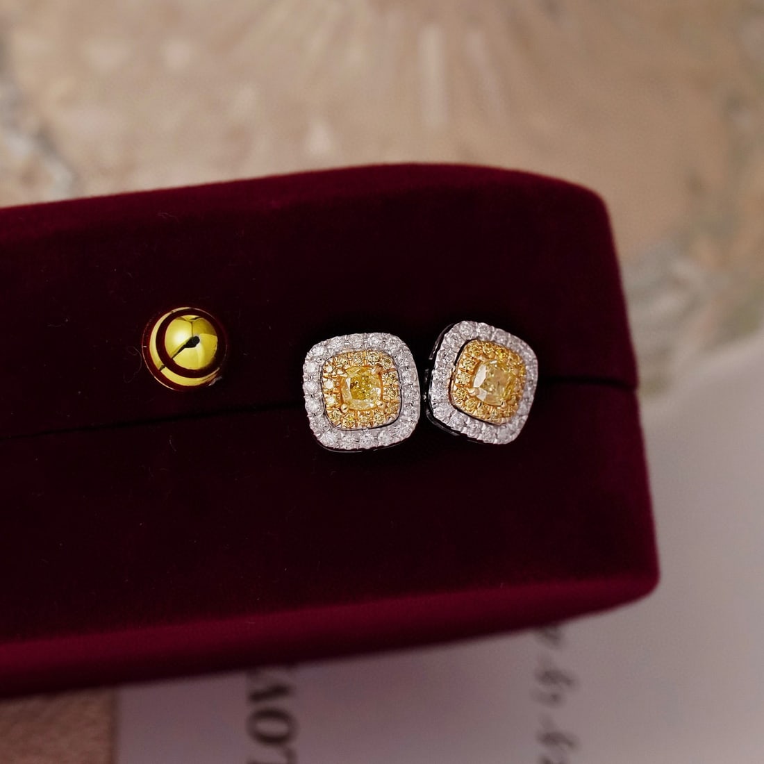 14k Gold 1.0 Ctw Natural Yellow Diamond & Diamond Earrings - 3