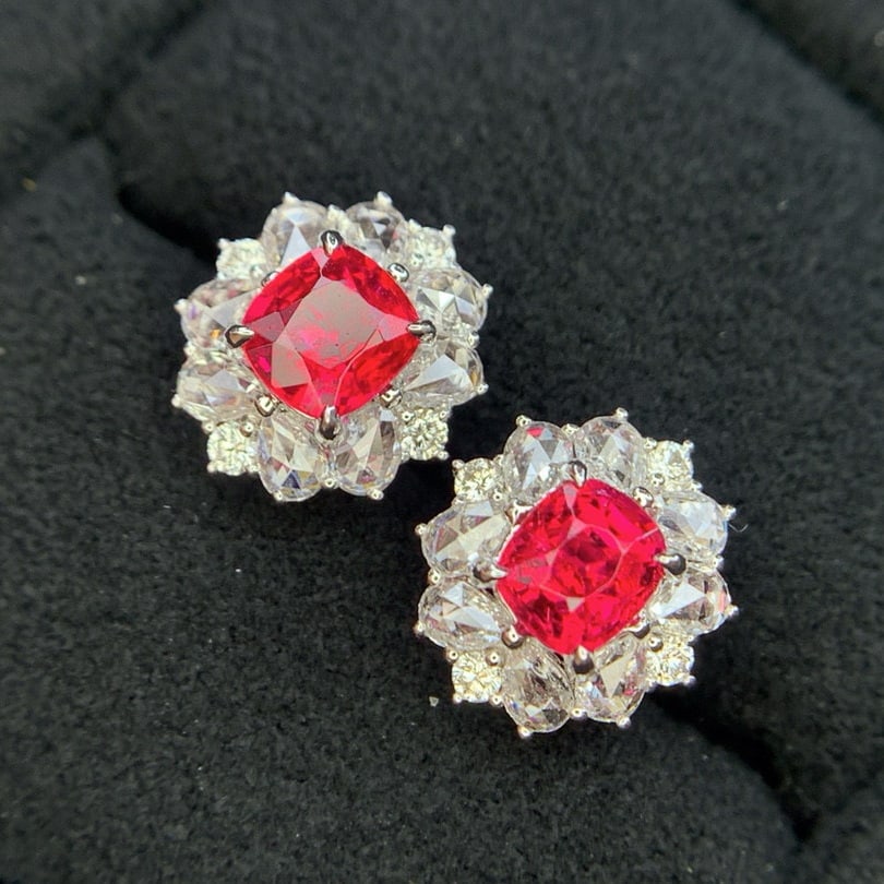 14k Gold 1.66 Ctw Natural Spinel & Diamond Earrings - 6