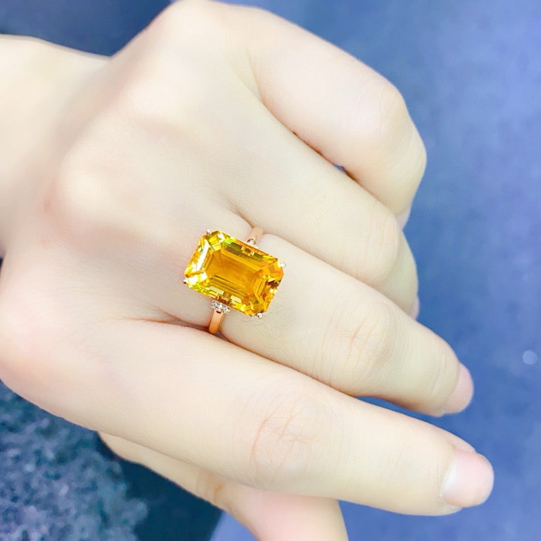 14k Gold 6.08 Ctw Natural Citrine & Diamond Ring - 6