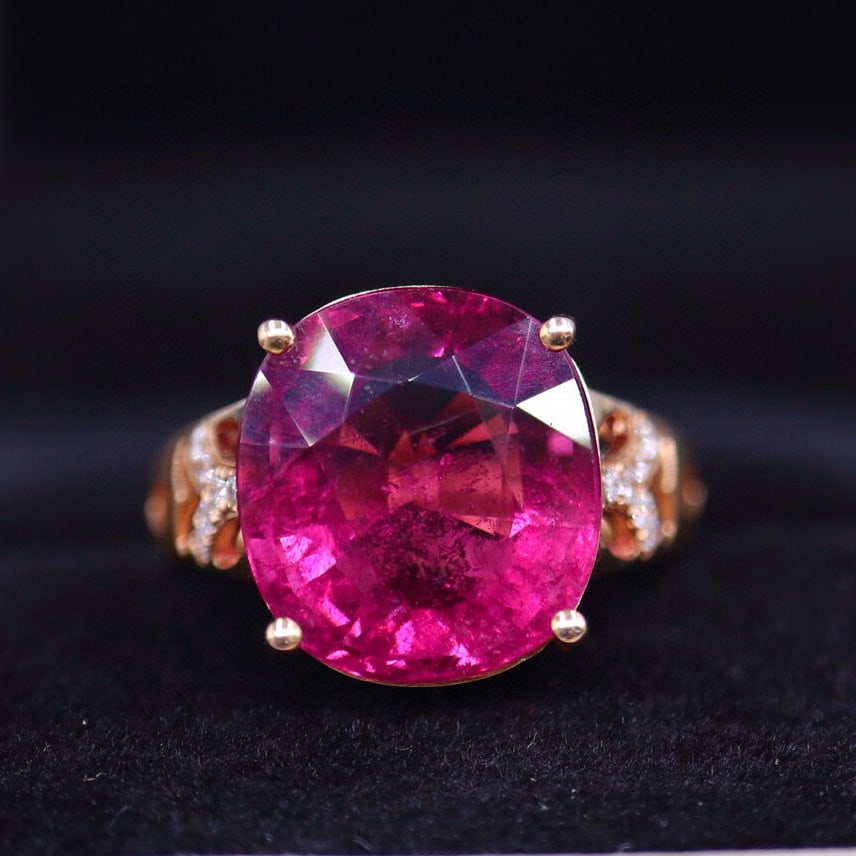 14k Gold 7.63 Ct Natural Tourmaline & Diamond Ring (1 of 6)