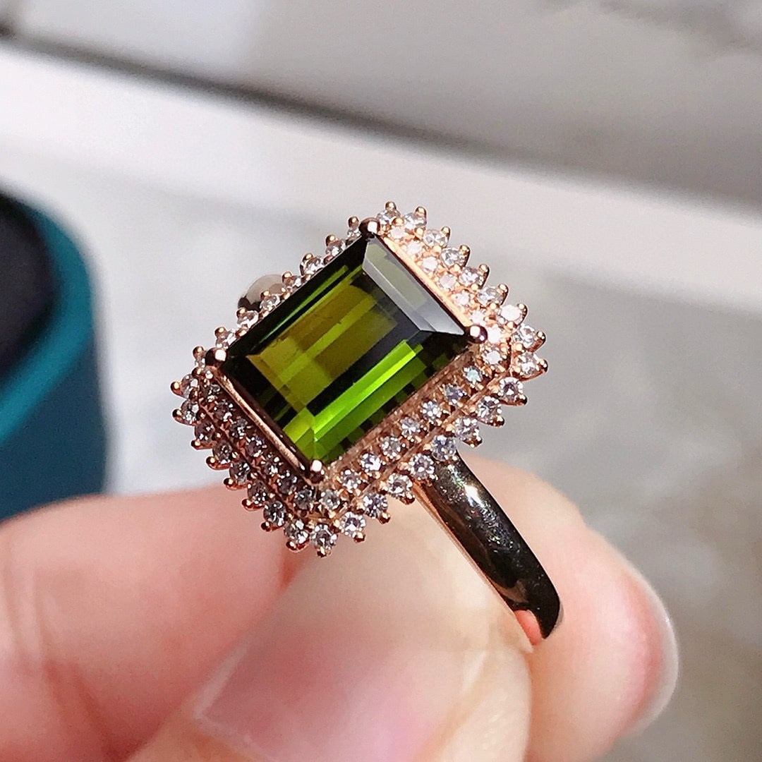 14k Gold 1.7 Ct Natural Tourmaline & Diamond Ring - 5