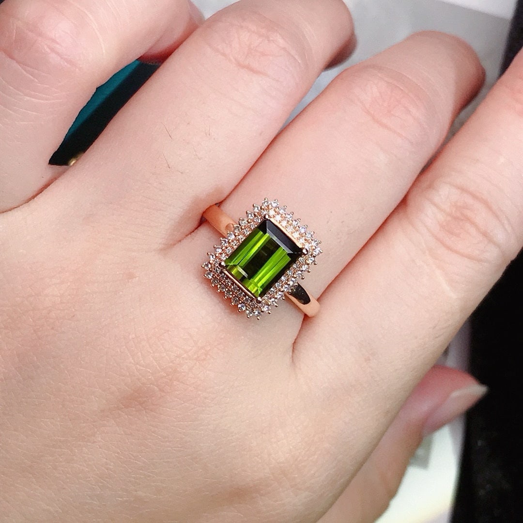 14k Gold 1.7 Ct Natural Tourmaline & Diamond Ring - 6