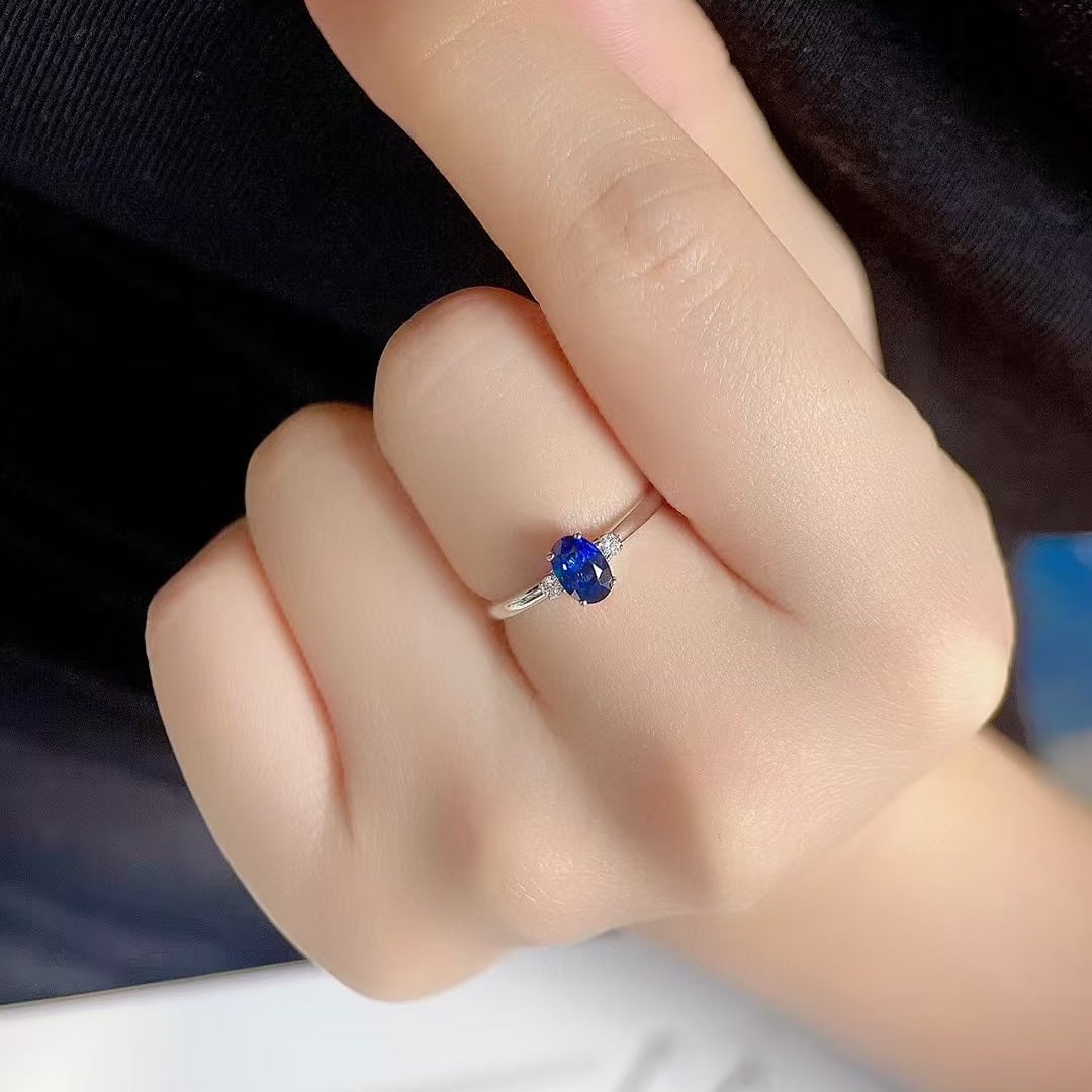 14k Gold 0.86 Ctw Natural Sapphire & Diamond Ring - 5