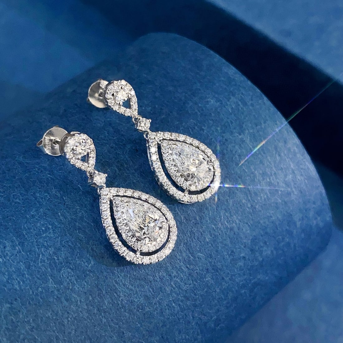 Gia Certified 14k Gold 1.17 Ctw Natural F Vvs2 Pear Diamond Earrings - 7