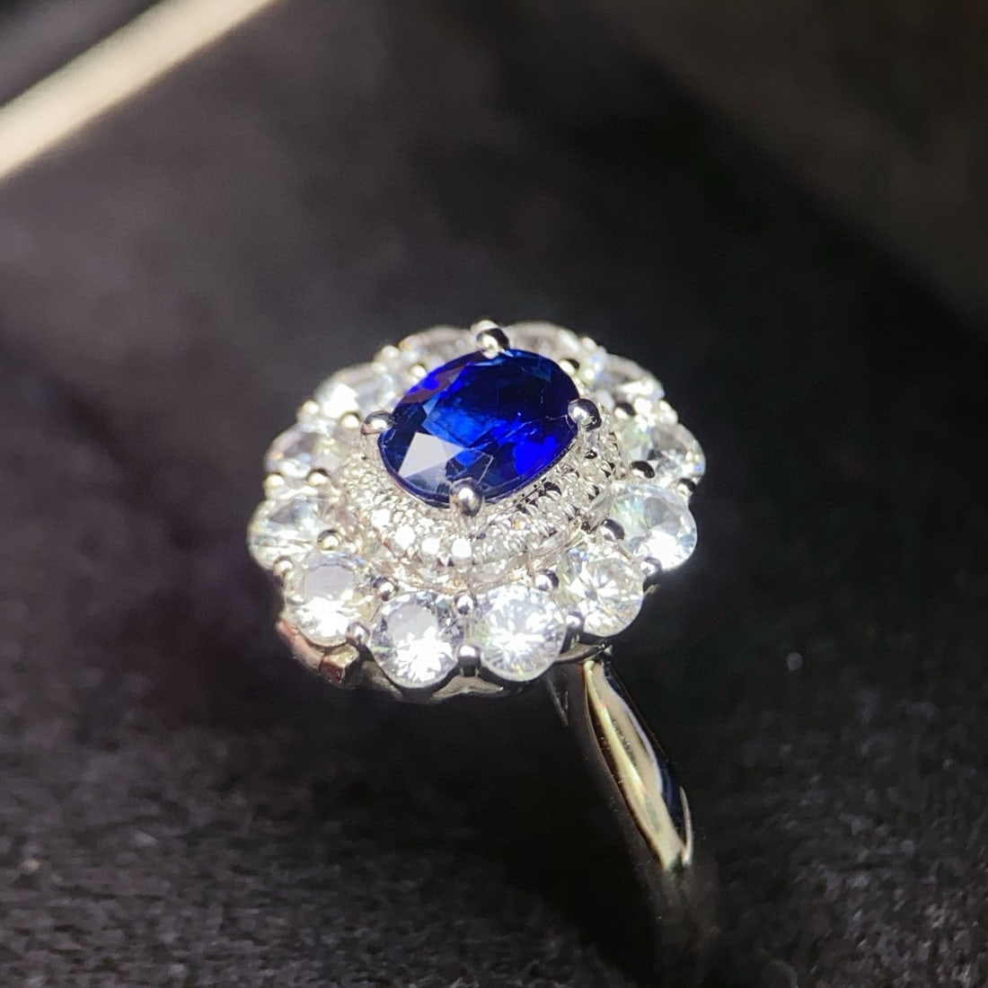 14k Gold 0.8 Ct Natural Sapphire & Diamond & Sapphire Ring/pendant( Without Chain ) - 2