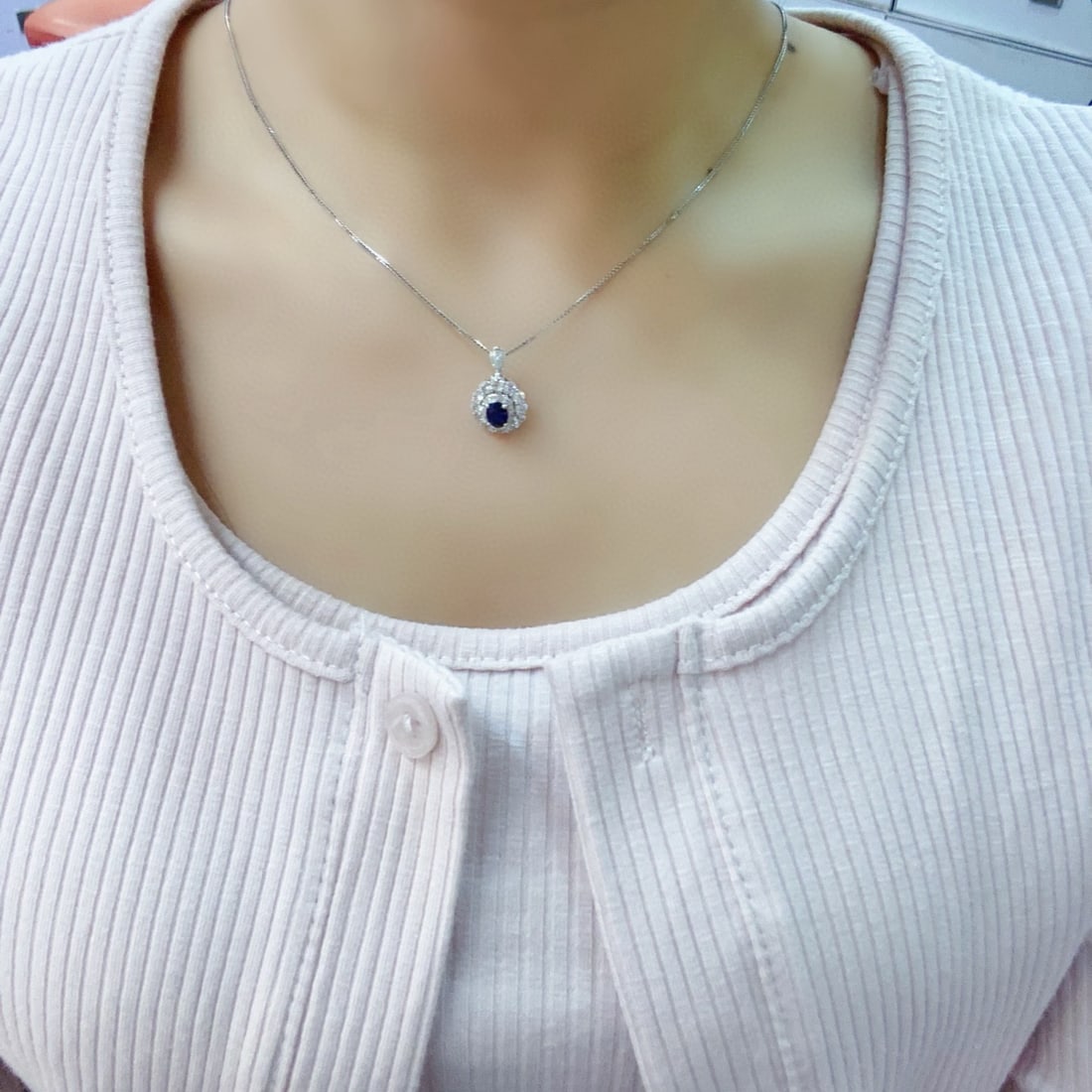 14k Gold 0.8 Ct Natural Sapphire & Diamond & Sapphire Ring/pendant( Without Chain ) - 5