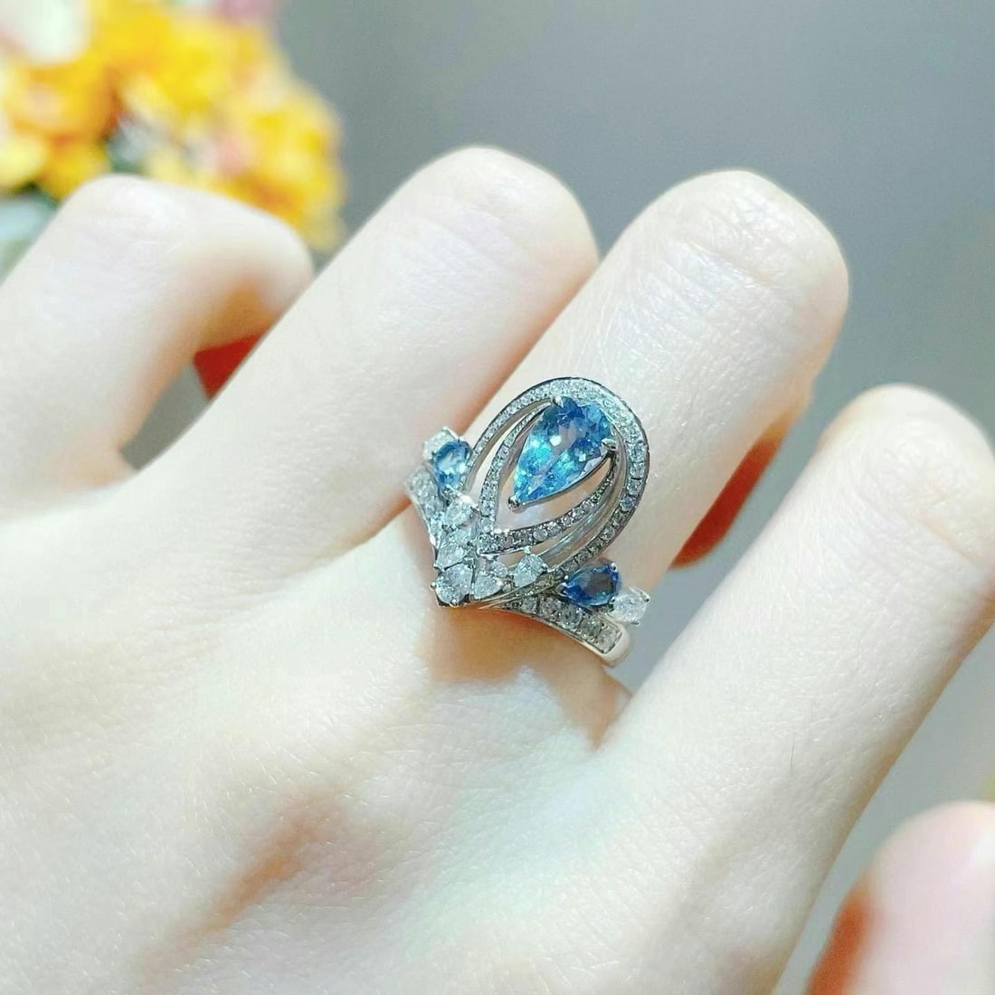 14k Gold 1.35 Ctw Natural Aquamarine & Diamond Ring - 4