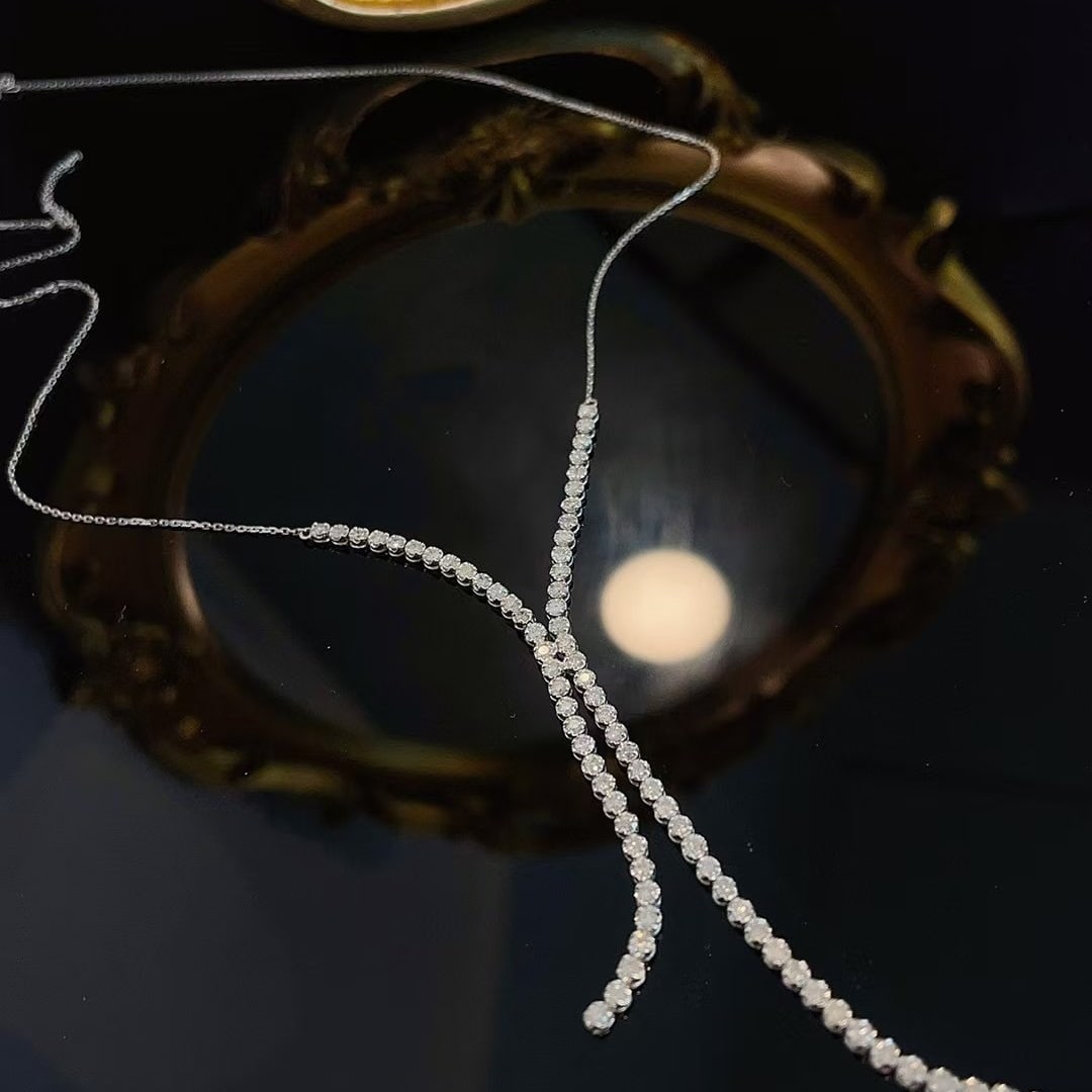 14k Gold 0.98 Ct Natural H Diamond Necklace - 2