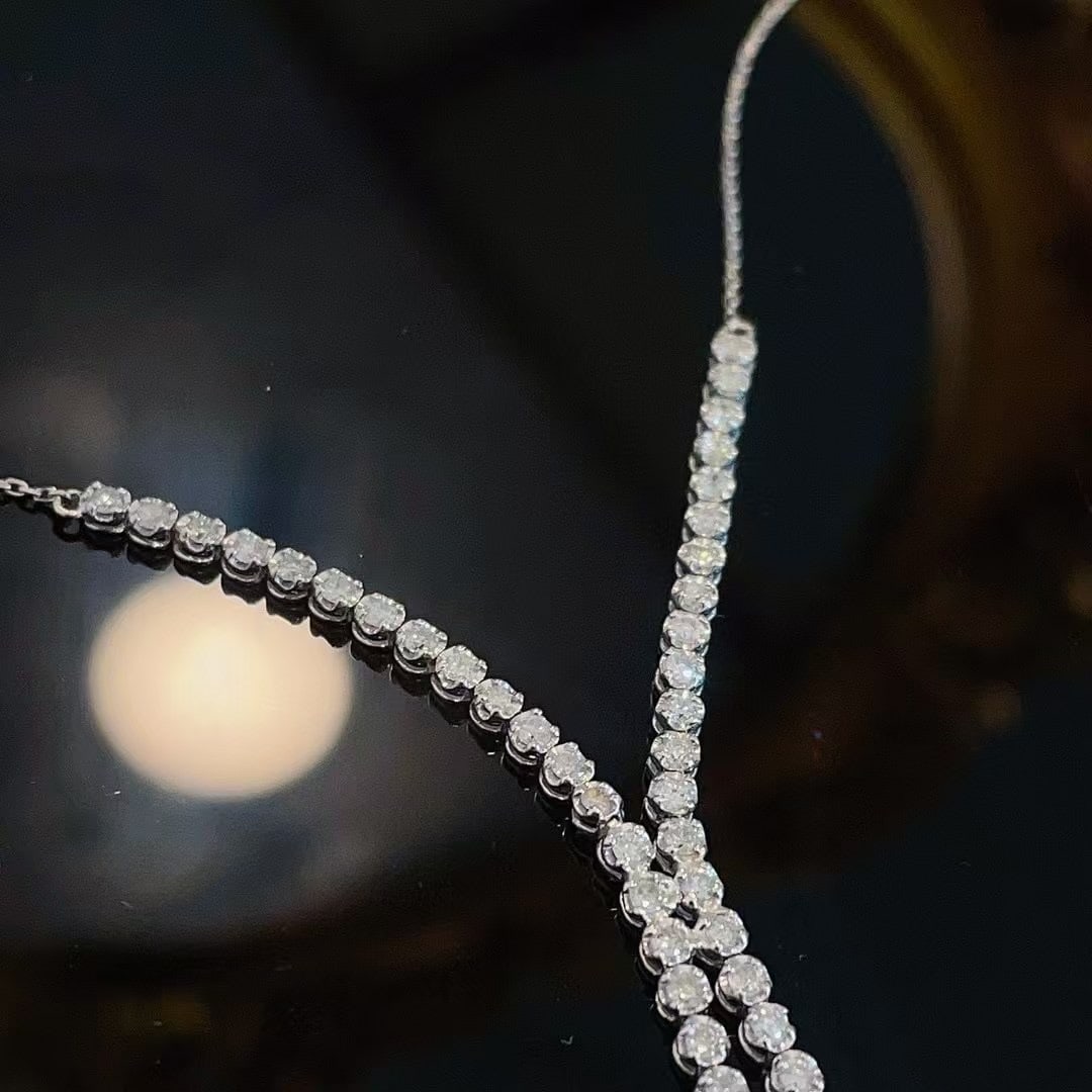 14k Gold 0.98 Ct Natural H Diamond Necklace - 3