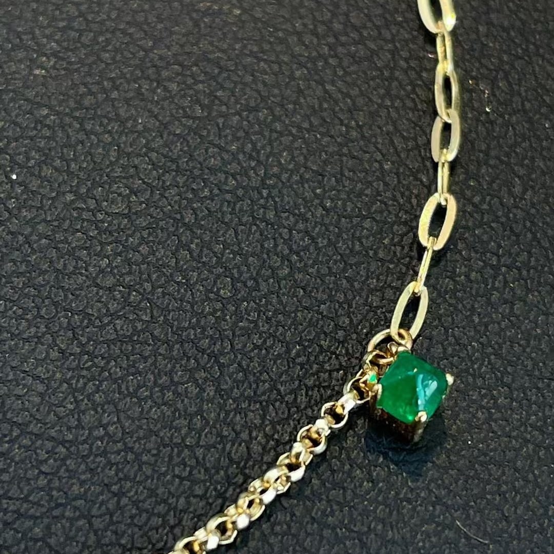 14k Gold 0.2 Ct Natural Emerald Bracelet - 2