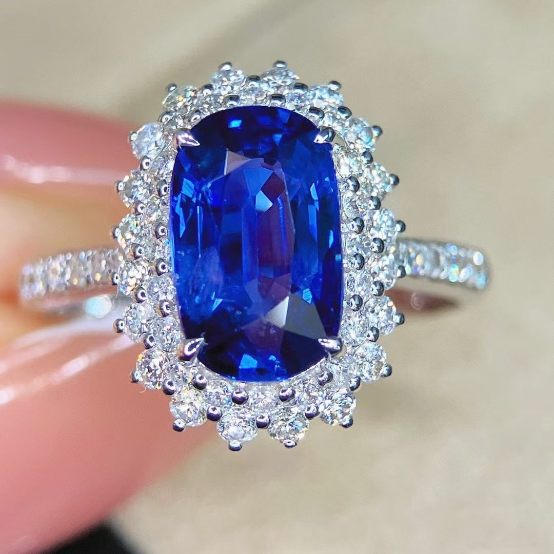 14k Gold 3.01 Ctw Natural Sapphire & Diamond Ring - 6
