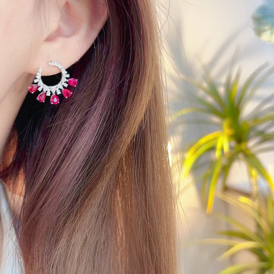 14k Gold 3 Ct Natural Tourmaline & Diamond Earrings - 3