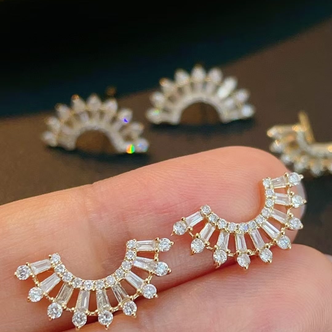 14k Gold 0.55 Ct Natural H Diamond Earrings - 4